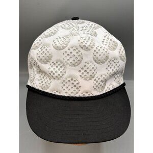 Vtg Golf Ball Snapback Hat White & Black Adjustable Cap Nissin